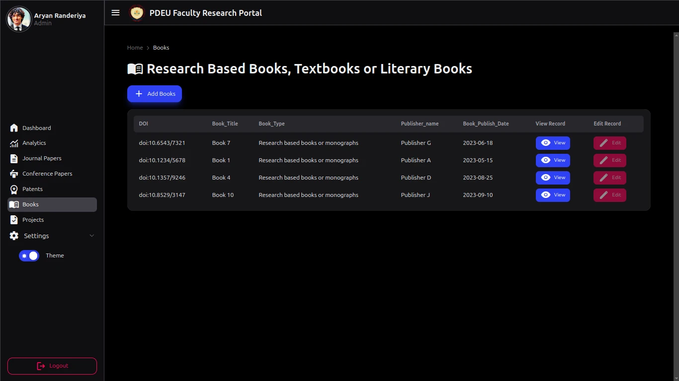 University Research Portal screenshot 9